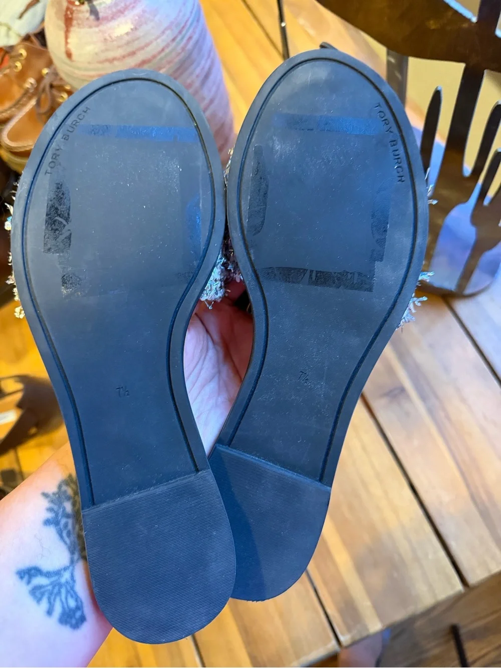 Tory Burch Silver Crystal-Embellished Slide Sandals